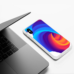 Чехол iPhone XS Max матовый Неоновые волны абстракция, цвет: 3D-белый — фото 2