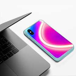 Чехол iPhone XS Max матовый Неоновый свет текстура, цвет: 3D-мятный — фото 2