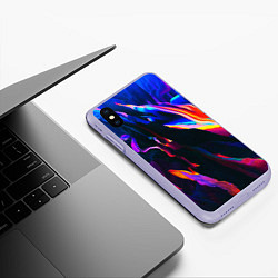 Чехол iPhone XS Max матовый Марблинг краски в воде неоновые, цвет: 3D-светло-сиреневый — фото 2