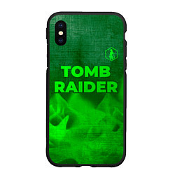 Чехол iPhone XS Max матовый Tomb Raider - green gradient посередине, цвет: 3D-черный