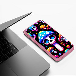 Чехол iPhone XS Max матовый Ice cream skull and fly agaric - ai art fantasy, цвет: 3D-малиновый — фото 2