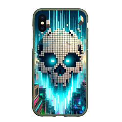 Чехол iPhone XS Max матовый Minecraft skull - ai art fantasy, цвет: 3D-темно-зеленый