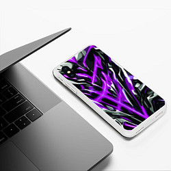 Чехол iPhone XS Max матовый Фиолетовая энергетическая абстракция, цвет: 3D-белый — фото 2