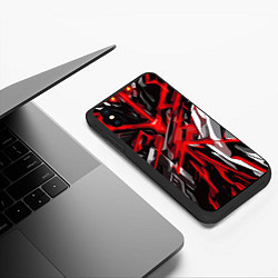 Чехол iPhone XS Max матовый Красный и черный абстрактный фон, цвет: 3D-черный — фото 2