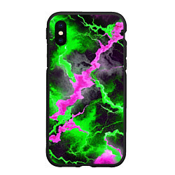 Чехол iPhone XS Max матовый Кислотный мрамор, цвет: 3D-черный