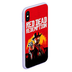 Чехол iPhone XS Max матовый Red Dead Redemption - cowboys, цвет: 3D-светло-сиреневый — фото 2