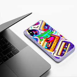 Чехол iPhone XS Max матовый Добро пожаловать в 90-е: Эра яркости и стиля, цвет: 3D-светло-сиреневый — фото 2