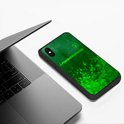 Чехол iPhone XS Max матовый Lamborghini - green gradient посередине, цвет: 3D-черный — фото 2