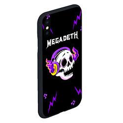 Чехол iPhone XS Max матовый Megadeth неоновый череп, цвет: 3D-черный — фото 2