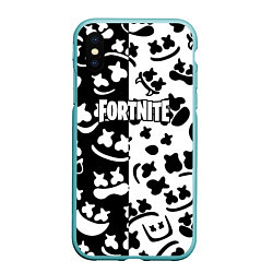 Чехол iPhone XS Max матовый Fortnite patten Marshmello, цвет: 3D-мятный