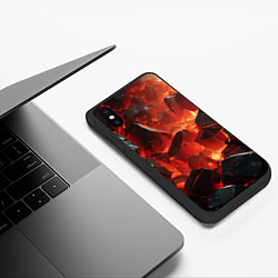 Чехол iPhone XS Max матовый Текстура черных камней, цвет: 3D-черный — фото 2