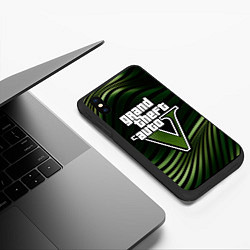 Чехол iPhone XS Max матовый Grand Theft Auto V - logo, цвет: 3D-черный — фото 2