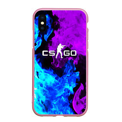 Чехол iPhone XS Max матовый CSGO neon flame, цвет: 3D-розовый