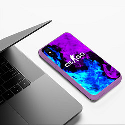 Чехол iPhone XS Max матовый CSGO neon flame, цвет: 3D-фиолетовый — фото 2