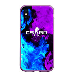 Чехол iPhone XS Max матовый CSGO neon flame, цвет: 3D-фиолетовый