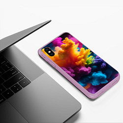 Чехол iPhone XS Max матовый Взрыв разноцветных облаков, цвет: 3D-сиреневый — фото 2