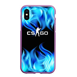 Чехол iPhone XS Max матовый CGGO blue flame, цвет: 3D-фиолетовый