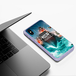 Чехол iPhone XS Max матовый Wartunder корабль авианосец, цвет: 3D-светло-сиреневый — фото 2