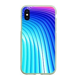 Чехол iPhone XS Max матовый Полосы неоновый градиент, цвет: 3D-салатовый