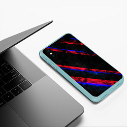 Чехол iPhone XS Max матовый Неоновые штрихи геометрия, цвет: 3D-мятный — фото 2