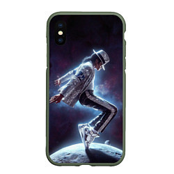 Чехол iPhone XS Max матовый Michael Jackson on the moon, цвет: 3D-темно-зеленый