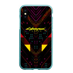 Чехол iPhone XS Max матовый Cyberpunk2077 geometry, цвет: 3D-мятный