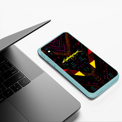 Чехол iPhone XS Max матовый Cyberpunk2077 geometry, цвет: 3D-мятный — фото 2