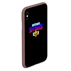 Чехол iPhone XS Max матовый Brawl stars neon logo, цвет: 3D-коричневый — фото 2