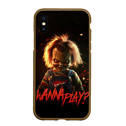 Чехол iPhone XS Max матовый Chucky wanna play?, цвет: 3D-коричневый