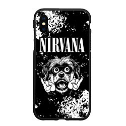 Чехол iPhone XS Max матовый Nirvana рок пес, цвет: 3D-черный