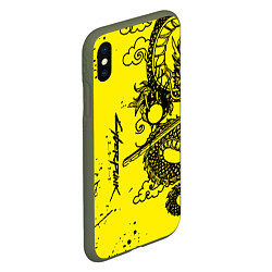 Чехол iPhone XS Max матовый Syberpunk dragon tatoo, цвет: 3D-темно-зеленый — фото 2