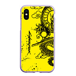 Чехол iPhone XS Max матовый Syberpunk dragon tatoo, цвет: 3D-светло-сиреневый