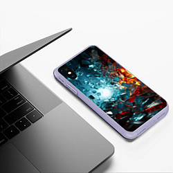 Чехол iPhone XS Max матовый Тоннель из осколков, цвет: 3D-светло-сиреневый — фото 2