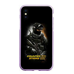 Чехол iPhone XS Max матовый Counter strike спецназовец, цвет: 3D-сиреневый