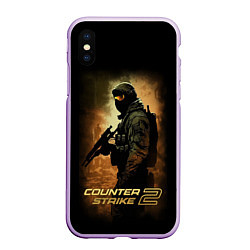 Чехол iPhone XS Max матовый Counter strike спецназовец, цвет: 3D-сиреневый