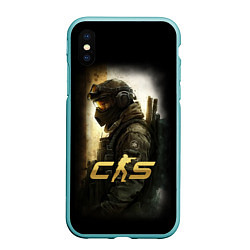 Чехол iPhone XS Max матовый Counter strike спецназовец, цвет: 3D-мятный