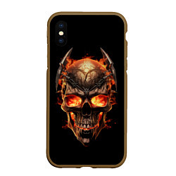 Чехол iPhone XS Max матовый Череп в огне, цвет: 3D-коричневый