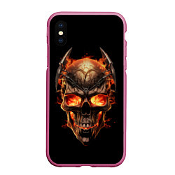 Чехол iPhone XS Max матовый Череп в огне, цвет: 3D-малиновый