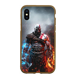 Чехол iPhone XS Max матовый God of War Кратос, цвет: 3D-коричневый