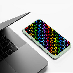 Чехол iPhone XS Max матовый Marshmello pattern neon, цвет: 3D-салатовый — фото 2