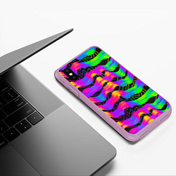 Чехол iPhone XS Max матовый Разноцветный ленточный паттерн, цвет: 3D-сиреневый — фото 2