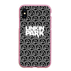 Чехол iPhone XS Max матовый Linkin park pattern, цвет: 3D-розовый