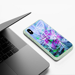 Чехол iPhone XS Max матовый Линии дыма абстракция, цвет: 3D-салатовый — фото 2