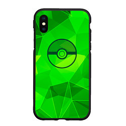 Чехол iPhone XS Max матовый Pokemon green poly, цвет: 3D-черный