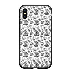 Чехол iPhone XS Max матовый Зарянка и грибы, цвет: 3D-черный