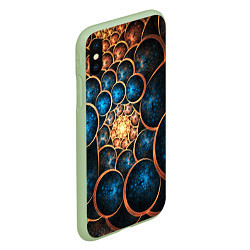 Чехол iPhone XS Max матовый Оптическая абстракция круги, цвет: 3D-салатовый — фото 2