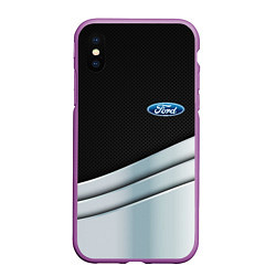 Чехол iPhone XS Max матовый FORD metal texture, цвет: 3D-фиолетовый