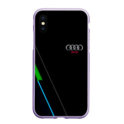 Чехол iPhone XS Max матовый AUDI geometry line, цвет: 3D-светло-сиреневый