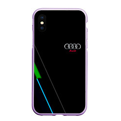 Чехол iPhone XS Max матовый AUDI geometry line, цвет: 3D-сиреневый