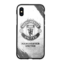 Чехол iPhone XS Max матовый Manchester United - white gradient, цвет: 3D-черный